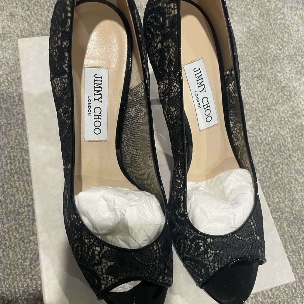Jimmy Choo Elegant Black Lace Heels